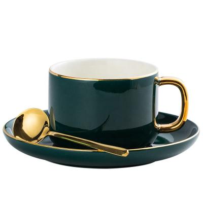 China Viable Nordic Luxury Ceramic Coffee Mugs With Spoon Gifts Box Creative Wedding Box Porcelain Cup With Lid for sale