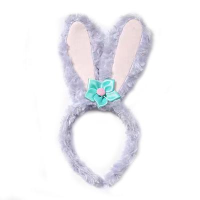 China Hot Sale Eco-friendly Bunny Headdress Plush Rabbit Ears Headband For Girls Kids Headband For Female Face Wash Barrettes Hair Rope for sale