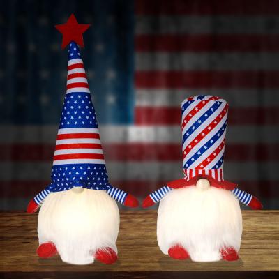 China Modern Rudolph Plush Dwarf Decoration Gift Independence Elf with Patriotic Gnome 4th of July Veterans Memorial Day Lamp Faceless Doll for sale