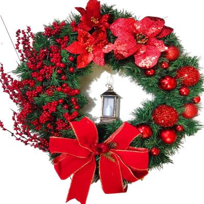 China Modern Red Flower Lanterns Christmas Braids Holiday Christmas Venue Decoration Props Braid Ornaments Door Hanging Christmas Garlands for sale