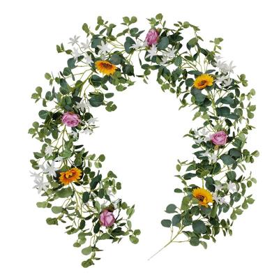 China New Design Silk Preserved Eucalyptus Vines For House And Front Door Decoration for sale