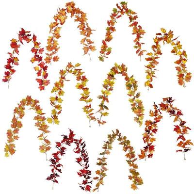 China Home Wall Artificial Maple Leaf Autumn Vine String Artificial Maple Decorative Leaves Garland Home Decor For Thanksgiving Halloween Outdoor for sale