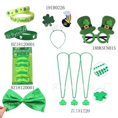 China Irish St Patrick's Day Festival/Hot Sale Nylon/Plastic Decoration Green Hair Clover Hair Circle Glass Earrings Irish Necklace Set for sale