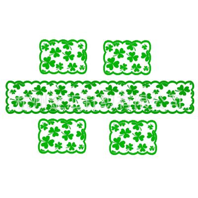 China Lace New Arrival Irish St Patrick's Day Shamrock Lace Festival Banner Runner Tablecloth Decoration for sale