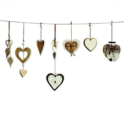 China New Arrival China Wooden Craft Love Heart Shaped Wooden Pendant Hanging Crafts For Love Valentine's Day for sale