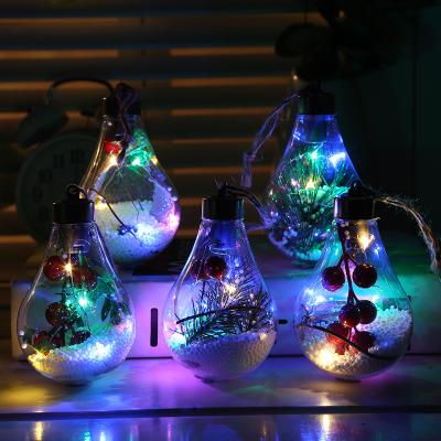 China New Eco-Friendly Transparent LED Light Bulb Christmas Ball Christmas Ornament Pendant Decoration Supplies Gift Cavity Ball for sale