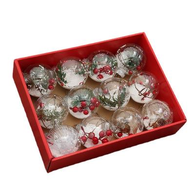 China Popular Traditional Christmast Ornament Christmas Tree Christmas Window Hanging Decoration 12pcs Boxed Transparent Christmas Ball Ornaments for sale