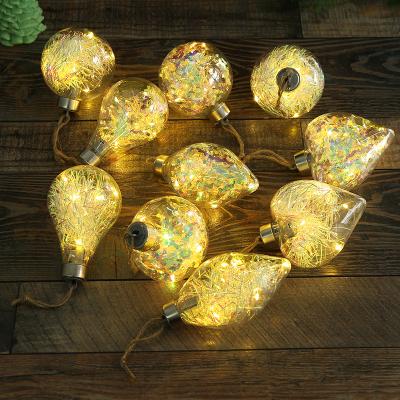 China Punk Christmas Light Decor Led Transparent Ball Christmas Tree Ornament Pendant Luminous Decoration Supplies for sale