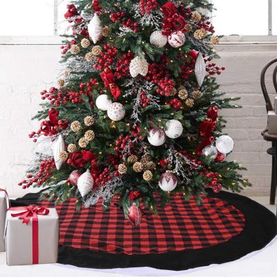 China Eco-friendly 120cm Plaid Christmas Tree Skirt Lines Christmas Tree Decor Skirt Ornaments Party Supplies Tree Festive Skirts for sale