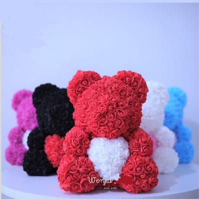 China Hot Rainbow Bear Rose Christmas Gifts 40cm Wholesale Gift Women's Valentines Day Artificial Flower Decoration for sale