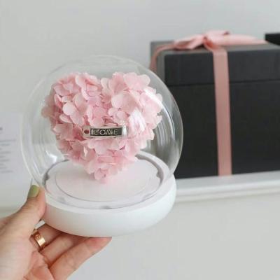 China Open-hearted heart-preserved night lamp gift box handbag two color hydrangea small pe foam flower peach fresh flower for sale