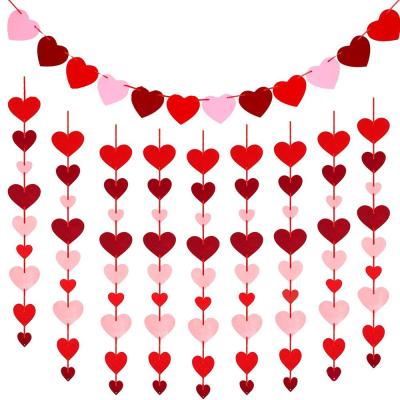 China Paper Felt Wall Decor Valentines Day Heart Banner Garland And Banner For Anniversary Wedding Birthday Party Decorations for sale