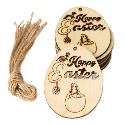 China Europe Huevos de Pascua Customize Laser Cut Wood Hanging Easter Egg Decor Wooden Decoration Ornaments 10Pcs Pack Crafts Pendant A for sale