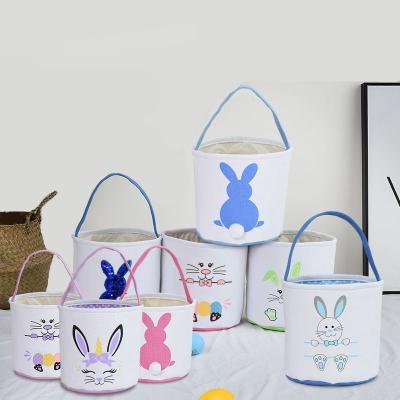 China Easter Basket Cesta Canvas Cotton Tail Rabbit Fluffy Candy Bag Personalized Easter Decoration Bunny Basket Egg Bags Easter Egg Bucket Easter for sale