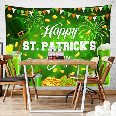 China Tapecaria new St. Patrick's Day polyester fabric border tapestry banner background fabric atmosphere site layout and photography for sale