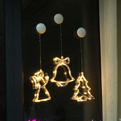 China Eco-friendly Christmas Decoration Led Xmas Ornaments Lights Window Lights Hanging Lanterns Santa Claus Snowflake Snowman For Shop for sale