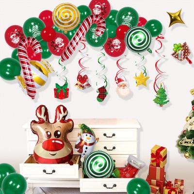 China Eco-friendly Xmas Christmas Pull Flag Banner Spiral Christmas Balloon Set Party Decoration for sale