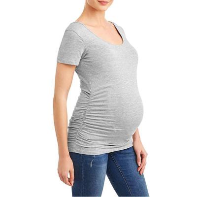 China Ruched Anti-Shrink Maternity Sides Scoop Neck Short Sleeve T-Shirt Top for sale