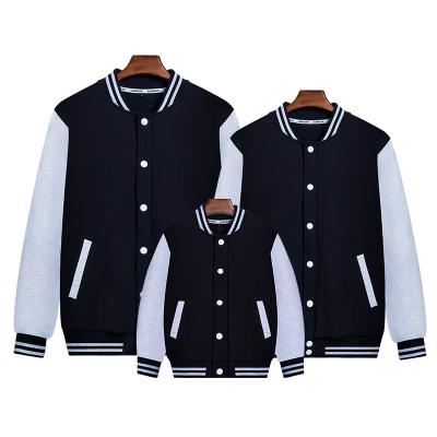 China Breathable Family Matching Premium Blank Cotton Bomber Jacket Baseball Varsity Jackets For Men Women Kids for sale