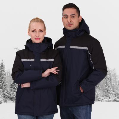 China Unisex Work Jacket Anti-Wrinkle Winter Coat Waterproof Hooded Insulated Parka Outerwear With Extra Visibility for sale