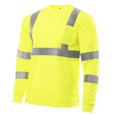 China 100% Polyester Mesh ANSI Class 2 High Security Conformant High Visibility 100% Long Sleeve Visibility Security Shirt for sale