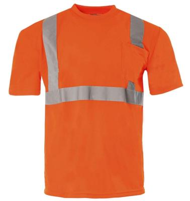 China High Visibility 100% Polyester Mesh Safety T-shirt Pocket Shorts High Sleeve ANSI Yellow/Lime Reflective Class 2 for sale