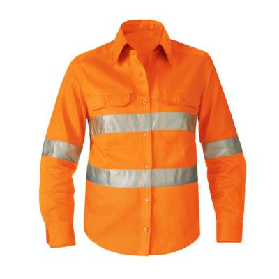 China Cotton 100% Hi Vis Long Sleeve Shirts For Men With 3M Reflective Tape 100 Cotton High Visibility Apparel for sale