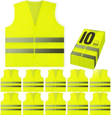 China All Yellow Silver Strip Vis Silver Strip Men Women Yellow Reflective High Work Vest Safety Construction Visibility Runner Recycling Surveyor for sale