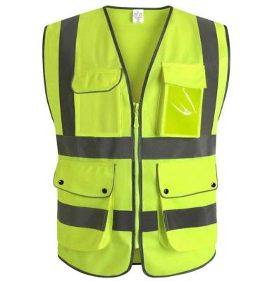 China All Construction High Visibility Zipper Front Breathable Safety Vest With Neon Color Reflective Markings for sale