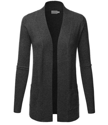 China Women's Open Front Pockets Knit Long Sleeve Sweater Cardigan Anti-Shrink for sale