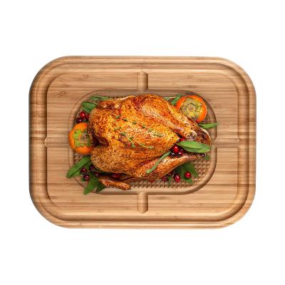 China Sustainable Extra Large Meat Steak Cutting Board - Bamboo Wooden Butcher Block Serving Tray for sale