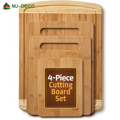 China Sustainable Bamboo Cutting Board Set Of 4 With Drip Groove for sale