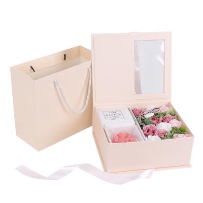 China Luxury Clear Window Cardboard Gift Packaging Flower Recyclable Hot Selling Recyclable Box for sale