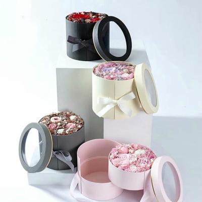 China Creative Recyclable Gift Box With Transparent Round Lid Sock Scarf Candle Flower Baby Gift The Box Packaging for sale