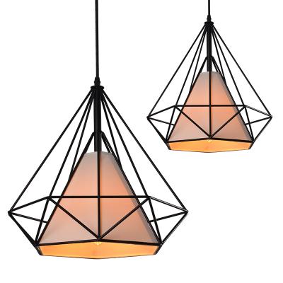 China Retro Industrial Rustic Industrial Hemp Rope Cage Pyramid Attic Chandelier Pendant Lamp for sale