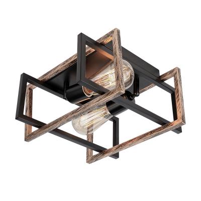 China Amazon Hot Sale Black Metal Flux Wood Mount 2 Surface Mounted Light Indoor Ceiling Lamp for sale