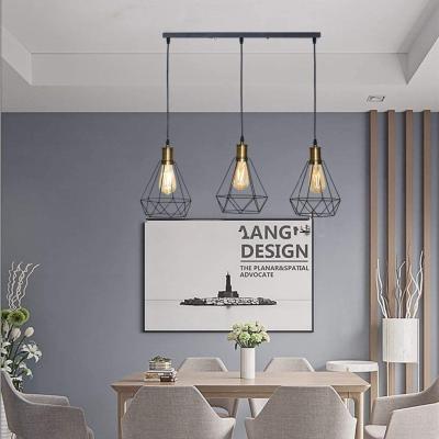 China Retro Metal Industrial Lamp Fashional Wire Lamp Black Indoor Solid Pendant Lamp Chandelier for sale