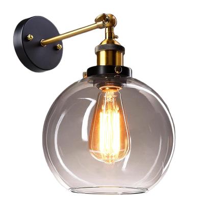 China Modern Wall Mount Clear Borosilicate Glass Handblown Glass Ball Globe Industrial Antique Lampshade for sale