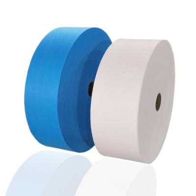 China 25gsm waterproof 175mm 195mm white and blue color pp spunbond nonwoven fabric for staff disposable face mask for sale