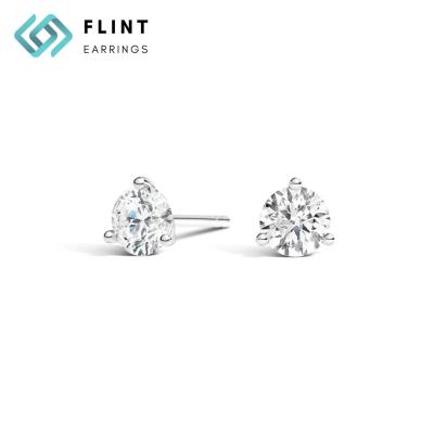 China FLINT Fashion CLASSIC 925 10K Silver 18K Rose Gold Stud Earrings 1.5ct Diamond Jewelry Lab Grown Natural Earrings for sale