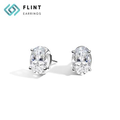 China FLINT Factory Wholesale Fashion Platinum CLASSIC Lab Diamond Earrings Fine Jewelry Synthetic Earrings 1.5ct for sale