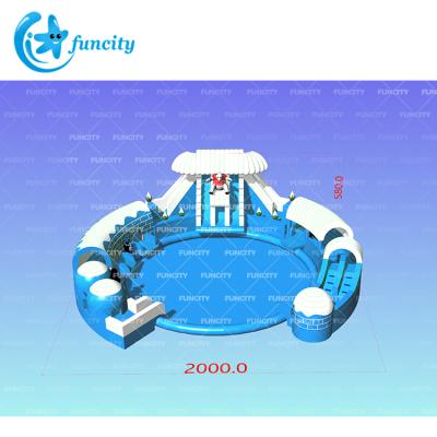 China Outdoor Funny Sea Kids Inflatable Water Park Games Slide Land Water Room Inflatable Water Slide With Big Pool for sale