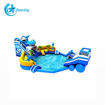 China Commercial Sea Water Game Slides Summer Inflatables Water Fun Inflatable Water Park Aqua Park With Obstacles And Pool for sale