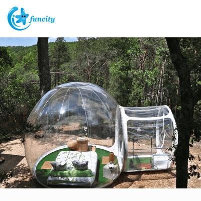 China Outdoor Transparent Inflatable Lawn Tent Bubble Dome Tent Clear PVC material+ 0.9mm PVC Tarpaulin Camping Igloo Dome for sale