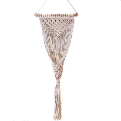 China Beautiful Colorful Net Handmade Tassel Wall Hanging Flowerpot Cotton Garden Woven Hanging Hanging Basket for sale