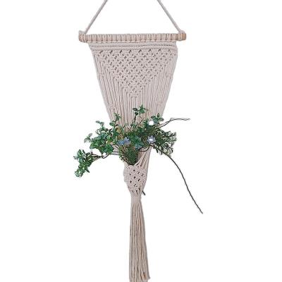 China Beautiful Macrame Cotton Plant Hanger Indoor and Outdoor Plant Decoration Plant Pot Hanger Colorful Handmade Plant Hanger Home for sale