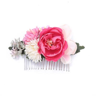 China European and American style artificial flower comb hair ornament ladies silver hair dressing for sale