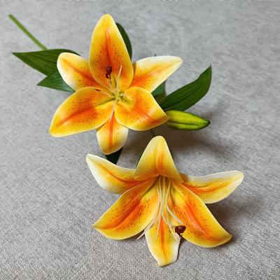 China Artificial flower arrangement in home wholesale decorative white lilies rose plants artificial flower decoration wedding simulation tops for sale