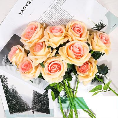 China Wholesale Artificial Flower Colorful Silk Rose Flower For Wedding High Simulation New Arrival Artificial Flower Heads Decoration Large for sale