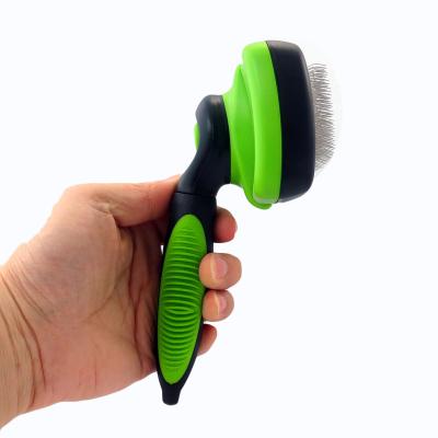 China Sustainable Cat Slicker Brush Remove Dog Bristle Pet Comb Self Cleaning Dog Pet Grooming Brush Automatically for sale